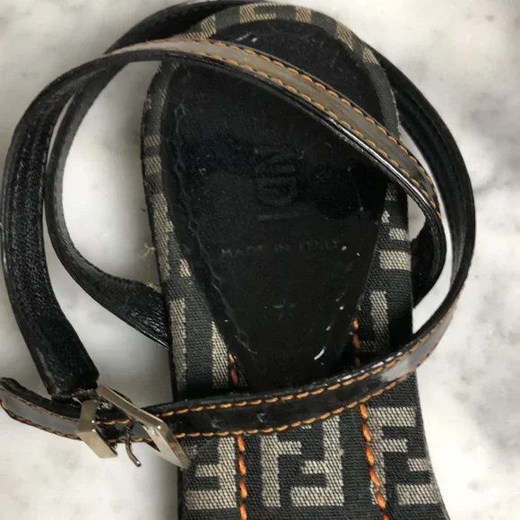 Fendi Multicolor Strappy Logo Sandals - Red, Yellow, Green, Black - Picture 3 of 9